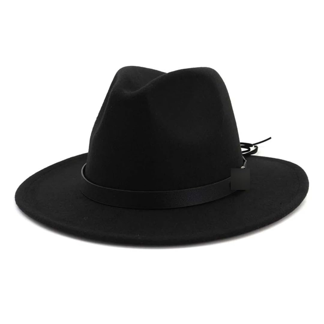 Suwequest Cappello da donna e da uomo, in feltro di lana, a tesa larga, stile jazz, da cowboy, trilby, per feste formali