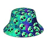 Abstraction Biology Chemistry4 - Sombreros de pescador para mujer, para viajes, verano, plegable, para playa, sol, pescador, senderismo, Aliens verdes, talla �nica