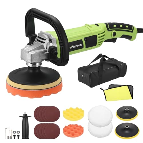 WorkBless Buffer Polisher, 1600W 6 Inch/7 Inch Rotary Car Buffer Polisher Wax, 7 Variable Speed...
