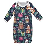 FRODOTGV Saco de dormir de algodón suave con estampado de animales, color azul oscuro, Patrones navideños de animales festivos azul oscuro, 12 meses