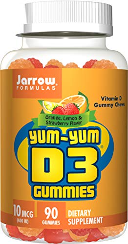 Jarrow Formulas Yum-Yum D3 Gummies, Orange, Lemon, Strawberry, 400 IU, 90 Gummes