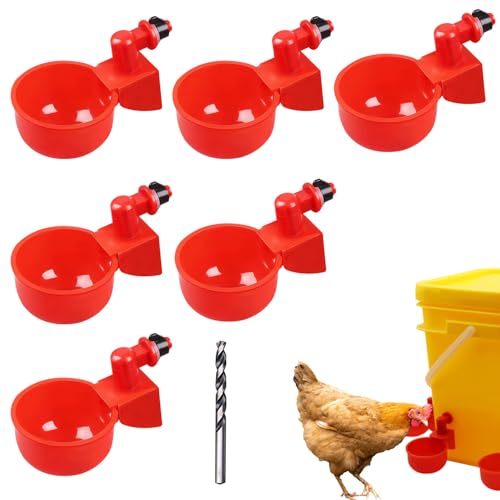 Lot de 6 abreuvoirs automatiques pour volailles - Inductivité gravitationnelle - Accessoire pour poulet - Oie - Dinde - Canard - Pigeon