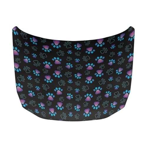 Image of Black Paw Prints Car Hood Cover Stretch Polyester Car Hood Protector Washable Automotive Accessories Suitable Most Automotive Pickup Sedans Trucks SUVs