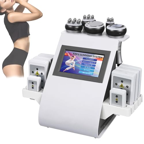 MINHUIJIHUI 6 en 1 Radiofrecuencia Corporal Facial en Casa, Aparato de Cavitacion Profesional 40 Khz,Arrugas Faciales Y Grasa,Pantalla Color Táctil, para Tonificantes y moldeadores