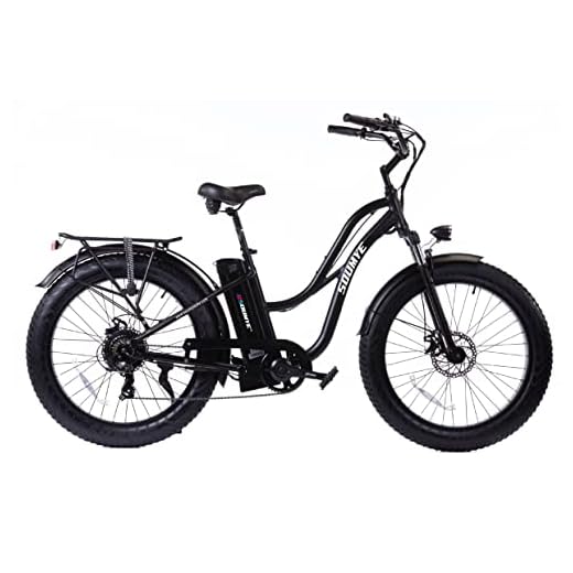 SOHOO 48V 750W 16Ah 26'' Step-Thru Beach Cruiser Electric Bicycle City E-Bike Mountain Bike (Black), X-Large
