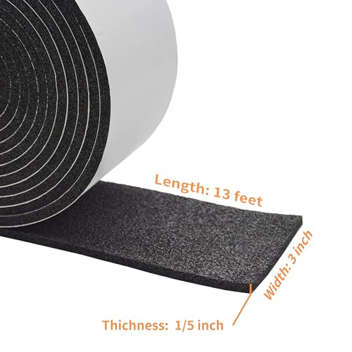 Image of DOBTIM Pipe Insulation Foam Wrap Tape, Self Adhesive with High Resilience for Pipe Insulation Wrap 13 Ft Long x 3 Inch Wide x 1 /5 Inch Thick