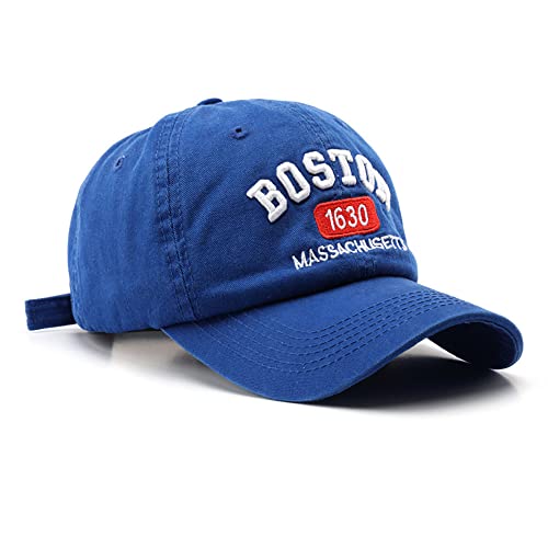 Boston Cap Unisex Baseball Cap Sun Hat Adjustable Trucker Cap (Blue)