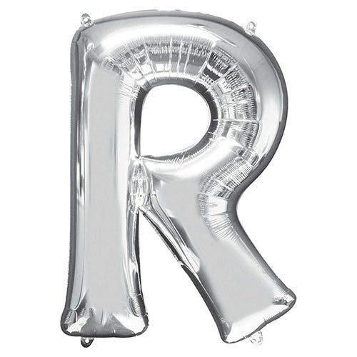LADAKPAN Alphabet A-Z and Numbers 0-9 foil Balloons in Gold/Silver Color for Name/Phrase customization,Birthday,Anniversary,Engagement,Baby Shower,Christmas or Theme Party Decoration (R, SILVER)