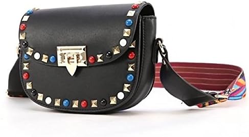 Amazon オルテガ ベルト カラフル スタッズ ショルダー バック ブラック ノーブランド品 ハンドバッグ