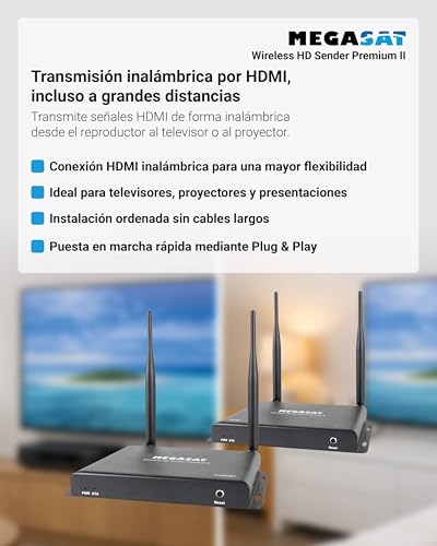 Extensor HDMI inalámbrico Megasat Premium II de 200m Full HD 3