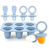 6 Mulden Eisformen Baby Silikon, Kinder Eisförmchen Popsicle Formen, Enthält 6 Stäbchen BPA Frei Babybrei Eiswürfelform Popsicle Kleinkind Eisförmchen