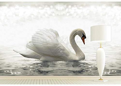 Papier peint mural cygne blanc 300x210 cm décor salon - 5
