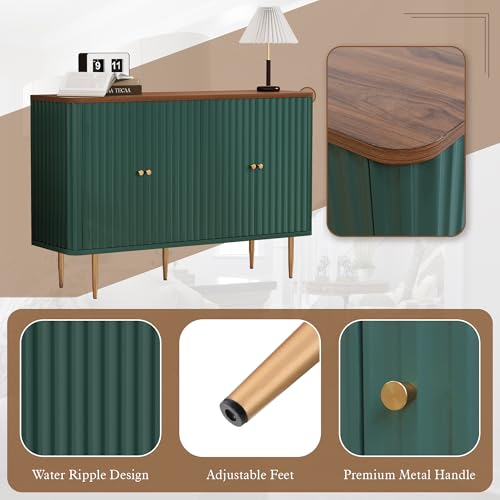 HOLTICO Sideboards, Buffet Cabinet with 4 Doors and Removable Shelves, Modern Accent Cabinet Sideboard Storage Cupboard for Living Room, Kitchen, Green - Image 4