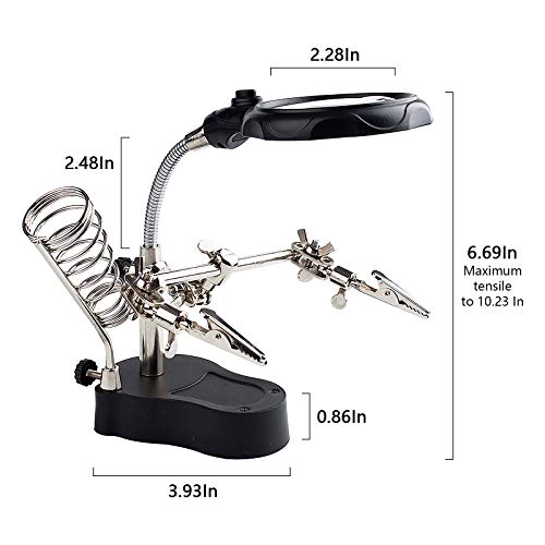3.5X12X Helping Hands Soldering Station with LED Light & Alligator Clips - Image 3