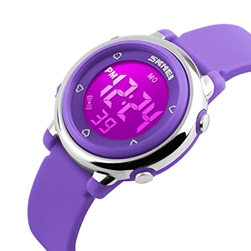 Fanmis Multifunction Digital LED Quartz Watches Water Resistant Girls Boys Outlook Sports Watch Purple4