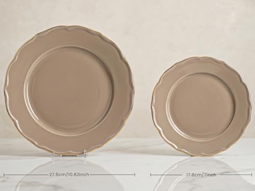 Image of Bodhi House 18-Piece Gold Rim Porcelain Dinner Set | Plates & Bowls Set | Lightweight | Dishwasher Safe | Ideal for Home Dining & Gifting Tableware Set | Thunder Grey