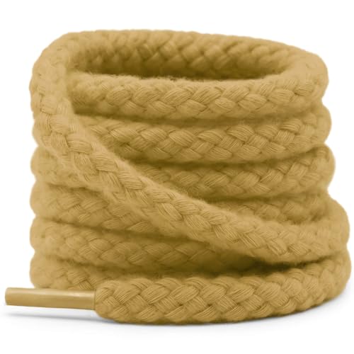 YJRVFINE Thick Round Rope Shoelaces: 55" Tan Chunky Sneakers Shoe Laces