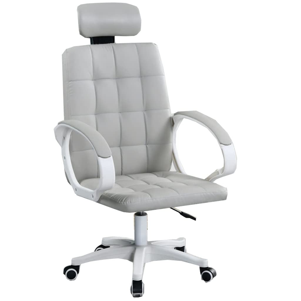 Sedia Girevole per Computer,da scrivania con Schienale Alto,Moderna Ufficio in Similpelle braccioli,Supporto Lombare ergonomico Computer Regolabile(Colore: Grigio Chiaro)