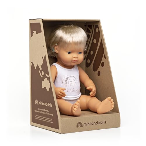 Image of Miniland Doll 15'' Caucasian Girl with Hearing Implant (Box) - Made in Spain, Anatomically Correct, Quality