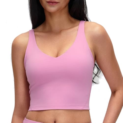 Image of Lemedy Women Sports Bra Longline Crop Tank Top Padded Workout Running Yoga
