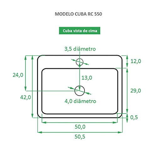 Cuba de Apoio Cerâmica Reno RC 550 Novidade!