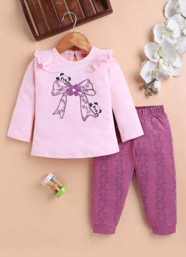 Image of LuvLap Baby Girls Regular Fit 100% Cotton Half Sleeves Girls Top CoSet Pack of 2