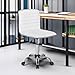 Yaheetech Adjustable Task Chair PU Leather Low Back Ribbed Armless Swivel White Desk Chair Office Chair Wheels