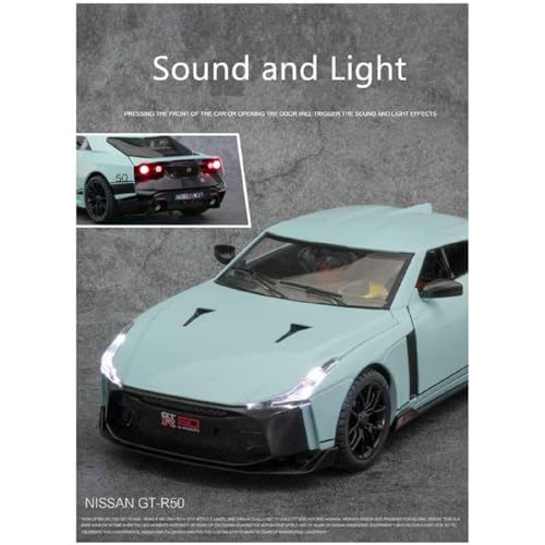 Image of Diecast GT R-50Toy Car 1:24 Scale Model,Pull Back Vehicles Alloy Simulation Supercar with Lights and Sound Also for Car Dashboard,Kids,Adult (Green)