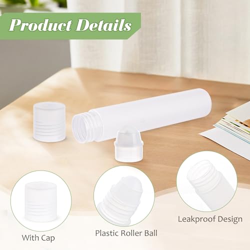 Cositina 20 Pack 1oz/30ml Plastic Translucent Roll On Bottles Refillable Travel Sample Roller Vials with Plastic Roller Ball for Fragrance Essential Oil Perfume DIY Deodorant3