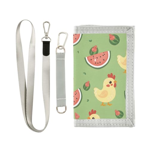 ALAZA Kids Wallets for Boys Girls Toddler Trifold Wallet Children Small Chicken Watermelon with Zipper Coin Pocket