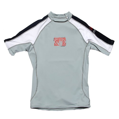 Body Glove 540 Mens Short Arm Lycra Shirts Rash Guard (Black/White/Silver, Small)