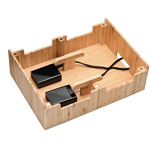 MobileVision 10-Port Bamboo Charging Station includes 2 Powermod 6 USB Port Chargers for Smartphones & Tablets
