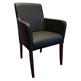 Schwarzes Echtleder Stühle mit Armlehnen 