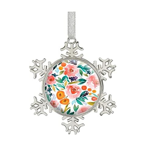 XUTAI Snowflakes Custom Personalized Image Glass Dome Ornament Christmas Ornaments Home Decoration (Watercolor Rose) Cover