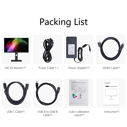 Image of INNOCN 24 inch Ultrawide Monitor 2560 x 1440p 75Hz QHD IPS Display 16:9 Computer Monitor 100% sRGB HDMI DP Computer Gaming Monitor USB Type-C HDMI Tilt /Height Adjustable Monitor, Wall Mountable, Black