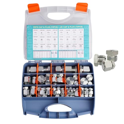 JIC and ORFS 144 pcs Industrial Hydraulic Hose Tube and Pipe Fitting Kit Cap and Plug Kits with Galvanized 45# Steel and Precision Threading in ORFS and 37° by Legines - Used condition - US$78.55