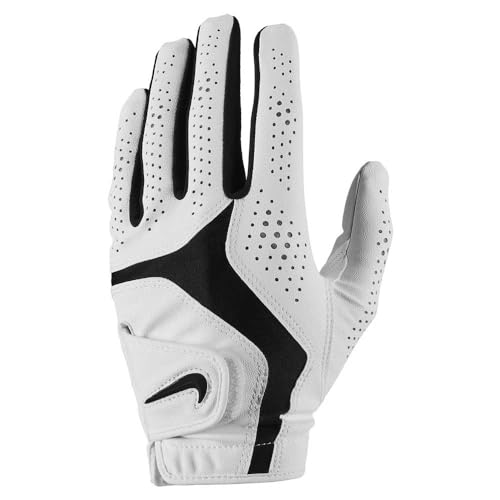 Nike Dura Feel X GG Junior L N.100.3530.284.MD - Guantes de Golf para niños (Talla M), Color Blanco Perla y Negro