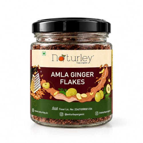 NATURLEY Ginger Amla Flakes (50g) | Sun-Dried Indian Gooseberry Candy Seasoning with Jaggery & Spice | Daily Wellness Digestive Snack & Immune Booster for Kids & Adults | 100% Chemical-Free
