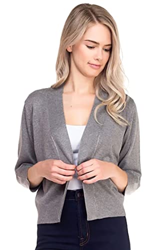 Image of Bolero Cropped Cardigans Shrugs for Women - 3 /4 Sleeve Open Front Cover up for Dresses