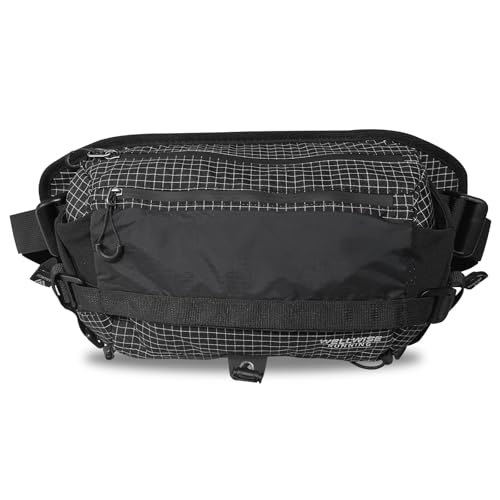 Large Waterproof Waist Bag for Hiking & Outdoor Adjustable Bum Bag Bottle Holder & Hiking Pole Attachment，Men's Durable Waist Pack for Trekking,Hiking,Camping(Black)