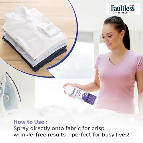 Image of Faultless Lavender Fresh Ironing Spray Starch 567g, Gives Stiff and Crisp Finish, Wrinkle-Free, Dry Cleaner Results at Home, Odor-Neutralizing, Easy Iron Aid, Imported from USA