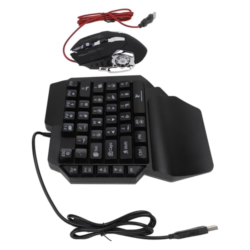 RGB One Handed Gaming Keyboard and Combo 4 in 1 Pack with Converter and Phone Stand for Mobile Gaming