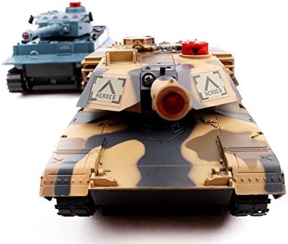 POCO DIVO Abrams vs Tiger Infrared Battle Tanks 2-Set Combat Fight Pair 2.4Ghz RC Battling Tank Remote Control Military Vehicle