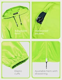 COOFANDY Mens Packable Rain Jacket Lightweight Waterproof Raincoat with Hood Outdoor Rain Gear Travel Hiking Cycling