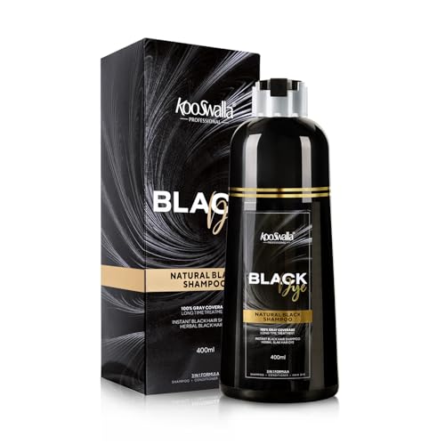 Black Hair Dye Shampoo for Women Men, 3 in 1 Natural Plant Hair Color Dye Shampoo for Gray Hair with Herbal Ingredients for All Hair Types