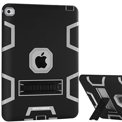 iPad mini Case,iPad mini 2 Case,iPad mini 3 Case,iPad mini Retina Case,BENTOBEN[ Kickstand Feature],Shock-absorption / High Impact Resistant Hybrid Three Layer Protective Case Cover Black&Gray