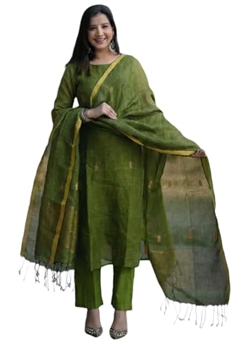 Image of Anni Designer Pure Cotton Maroon Kurta Pant Set with Dupatta for Women | 3 Piece Gold Hand Block Printed Suit Set | Cotton Kurta Set for Women | Festive Kurti Set