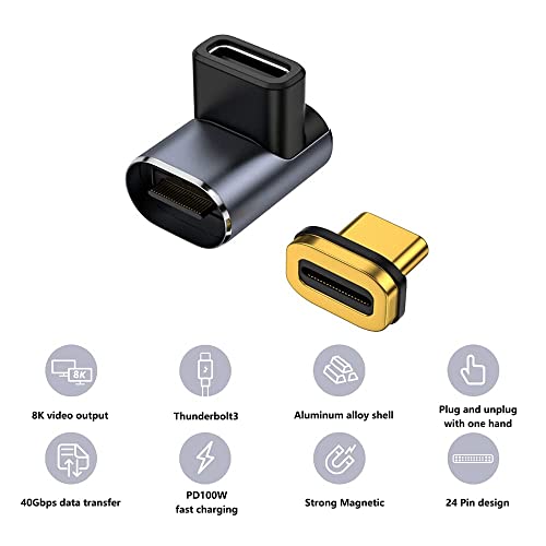 Image of Tobo Magnetic Adapter,Type-C Extender 40Gbps Data Transfer,PD100W Quick Charge,8K@60Hz,Compatible with Thunderbolt 4 /3,for Steam Deck,MacBook,Galaxy S21(TD-1104TC, Pack-of-2)