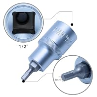 CCLIFE Innensechskant Einsatz 4mm, 1/2" HEX Bit Socket, Sechseckige Steckschlüssel Material CRV, 55mm Länge – Ansicht 2