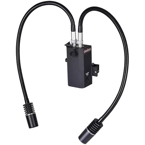 Omano DP6 - Microscope Illuminator - 6W LED - Dual Pipe Gooseneck Light Guides - Attaches to Pole Stand - 300 Lumens Cover